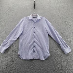 Hammer Made Cotton Button Down Dress Shirt 39 / 15.5 Blue White Mens Long Sleeve